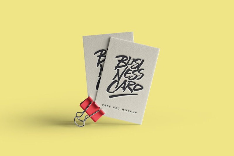 Free-Business-Card-Mockup-on-a-Clip-With-Emboss-Effect