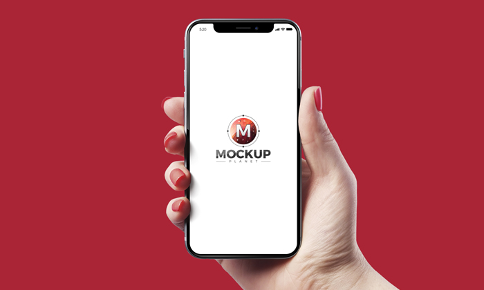 Free iPhone X in Girl Hand Mockup 600