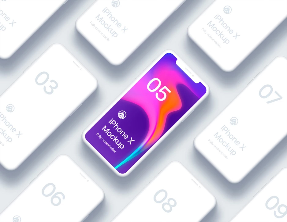 Free Iphone X Clay Isometric 2 Fully Customizable Mockup Psd 18 Mockup Planet