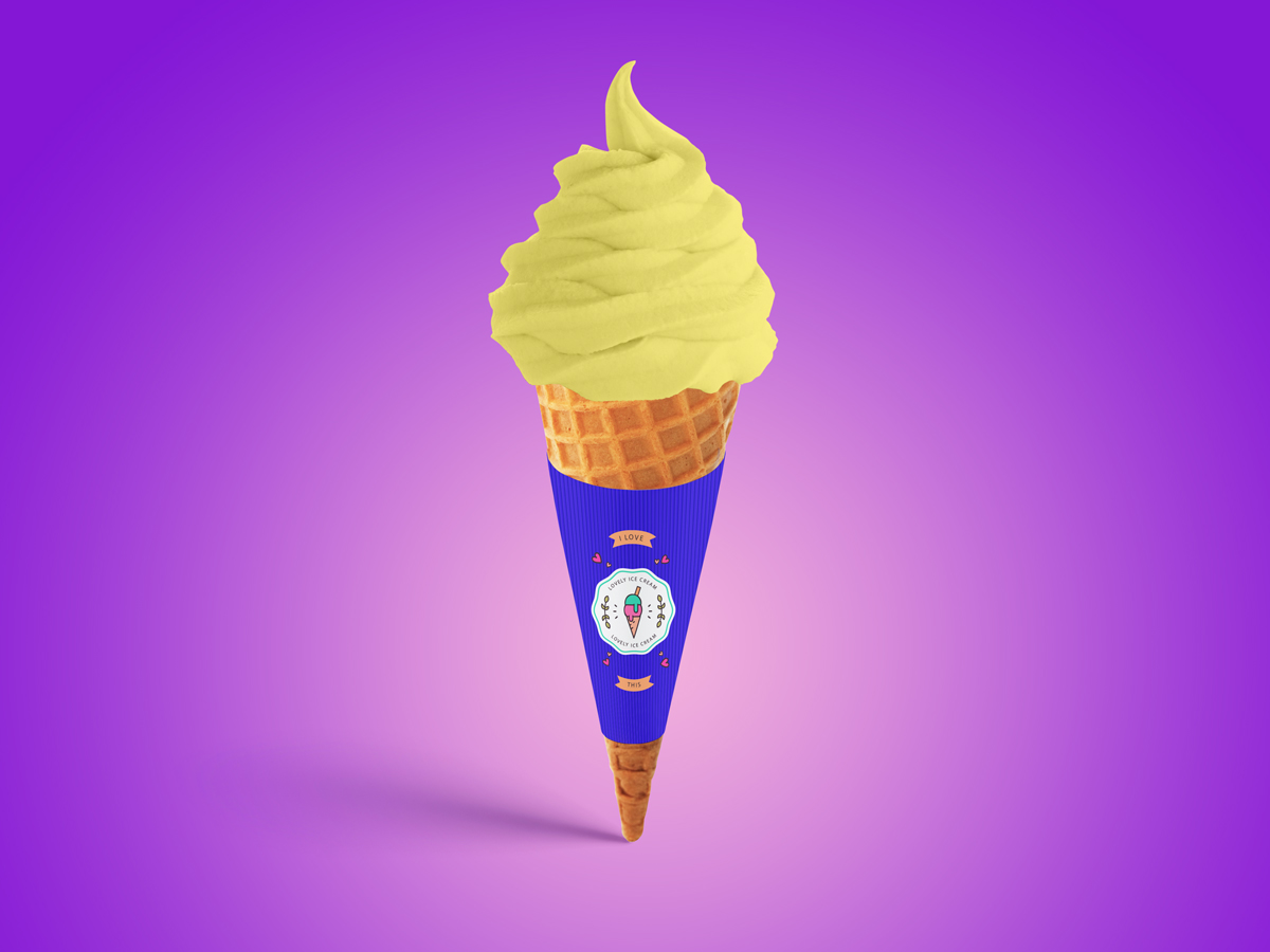 Free PSD Ice Cream Cone Mockup For Branding Mockup