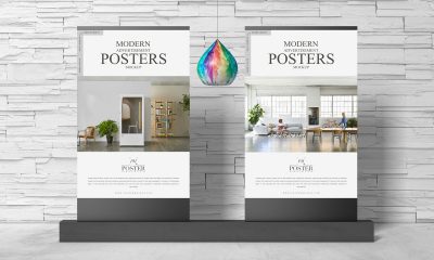 Free-Advertisement-Stand-Posters-Mockup-Design