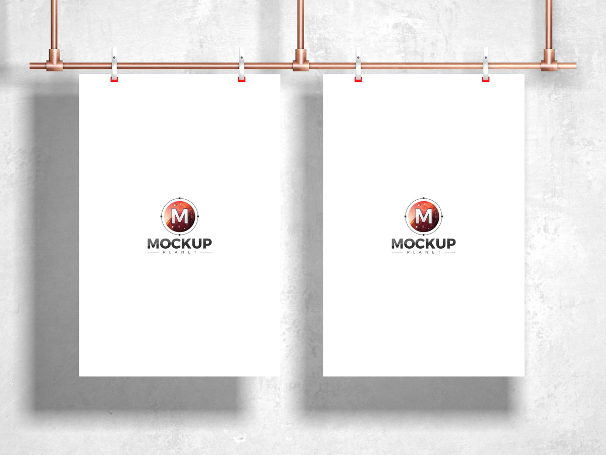 Free-Hanging-With-Clip-Poster-Mockup-Design-For-Branding