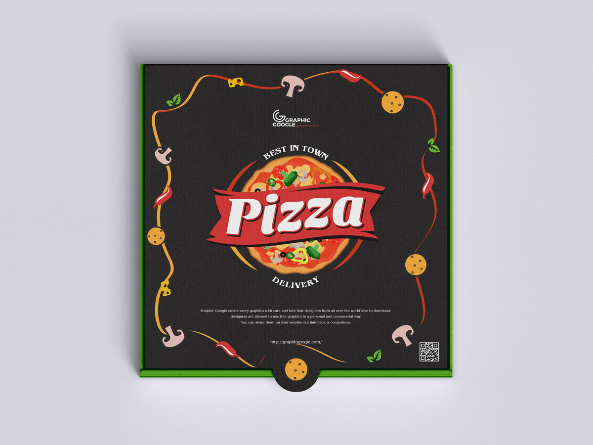Free Top View Modern Pizza Box Mockup Design - Mockup Planet