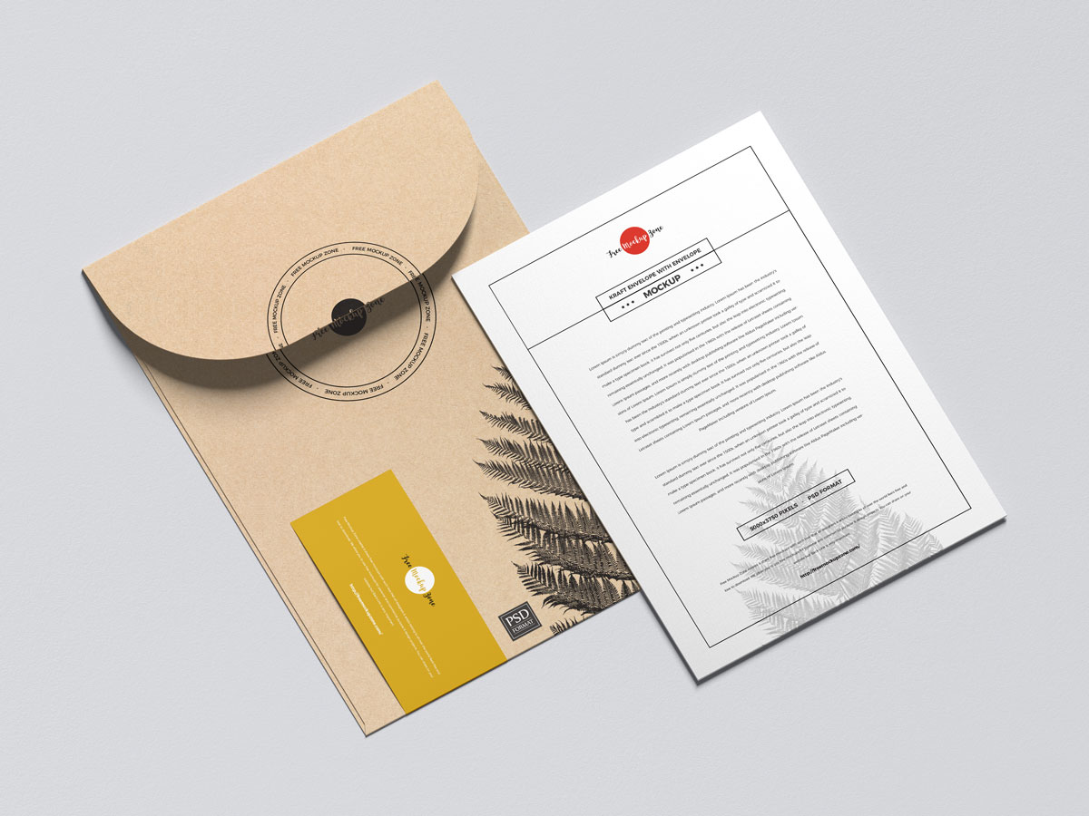 Free-Mailing-Envelope-With-Invitation-Mockup-Design
