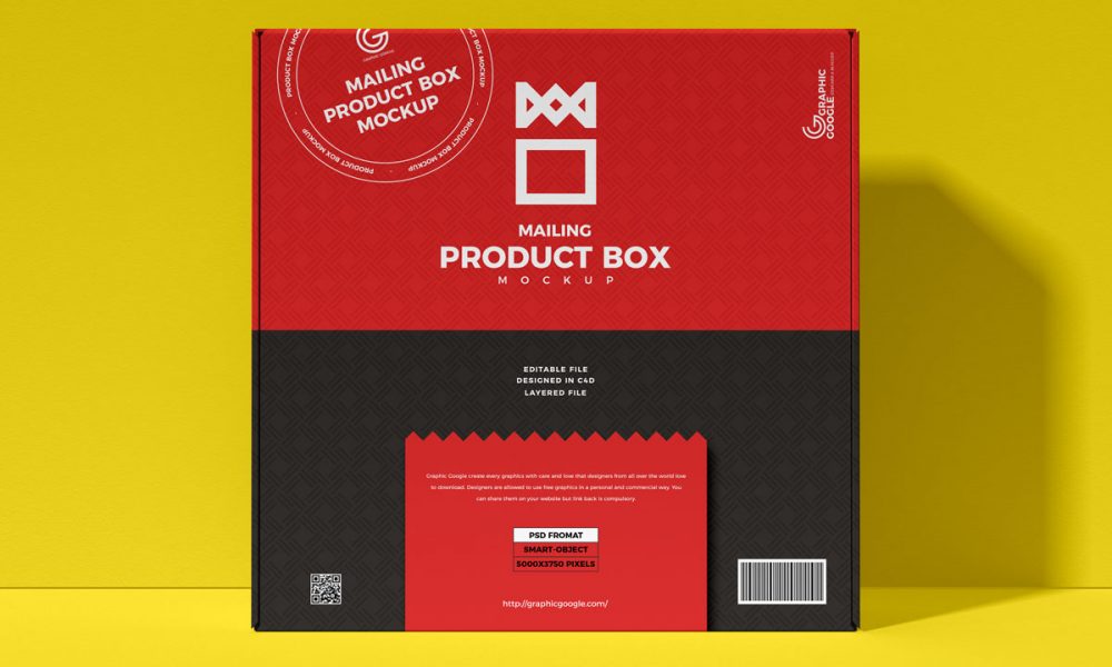 Free Front View Mailing Box Packaging Mockup Design Mockup Planet