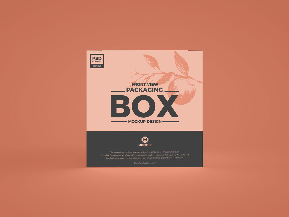Free-Front-View-Box-Packaging-Mockup-Design