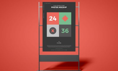 Free-Front-View-Advertising-Stand-Poster-Mockup-Design
