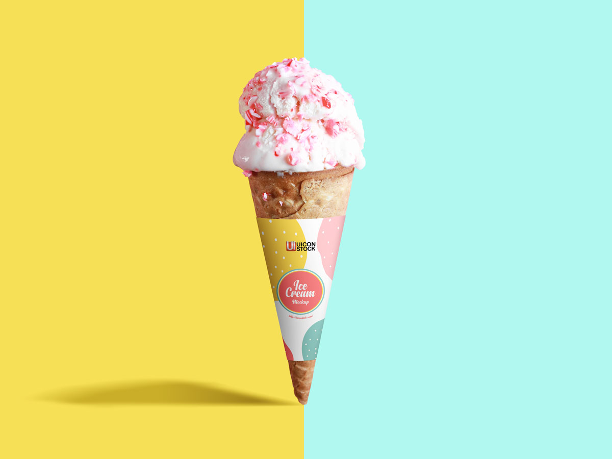 Free-Front-View-Ice-Cream-Cone-Mockup-Design