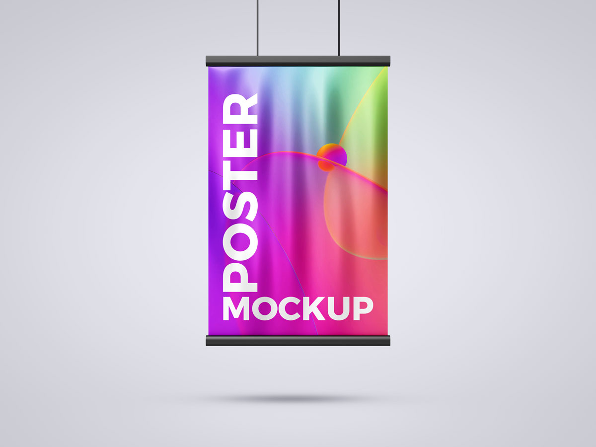 Free-Front-View-Hanging-Poster-Mockup-Design