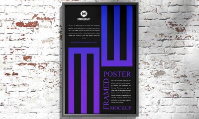 Free-Outdoor-Bricks-Wall-Framed-Poster-Mockup-Design