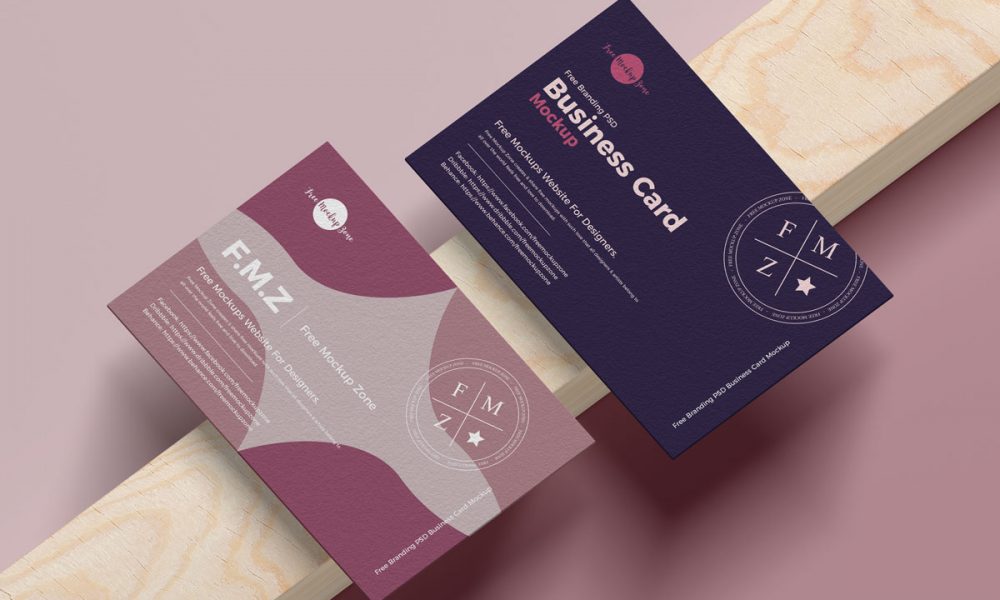 Free Folded Standing Business Card Mockup Design Mockup