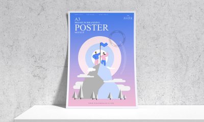 Free-Premium-Curved-Paper-A3-Poster-Mockup-Design