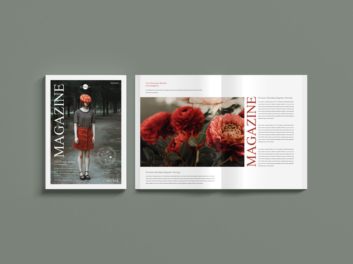 Free-Top-View-Magazine-Mockup-Design