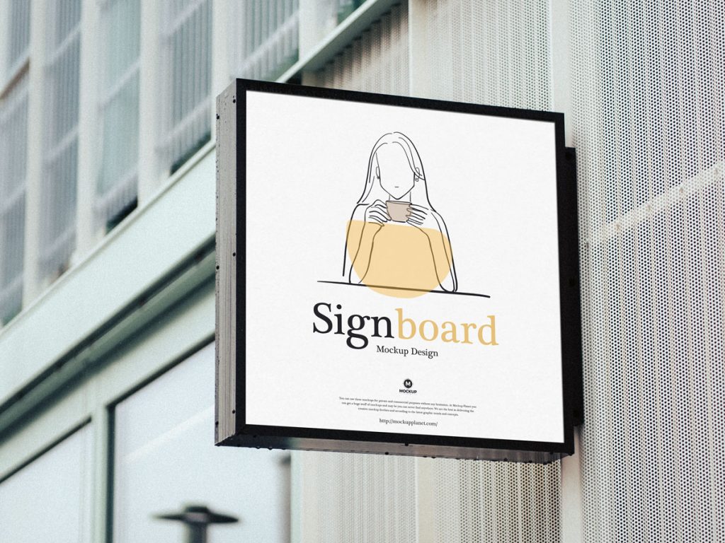 Free Advertisement Square Signboard Mockup Design Mockup Planet