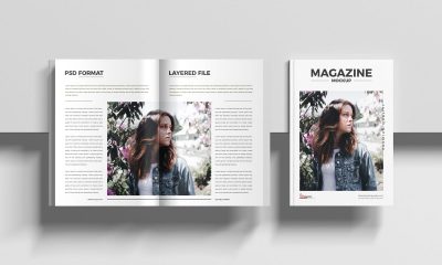 Free-A4-Top-View-Magazine-Mockup-Design