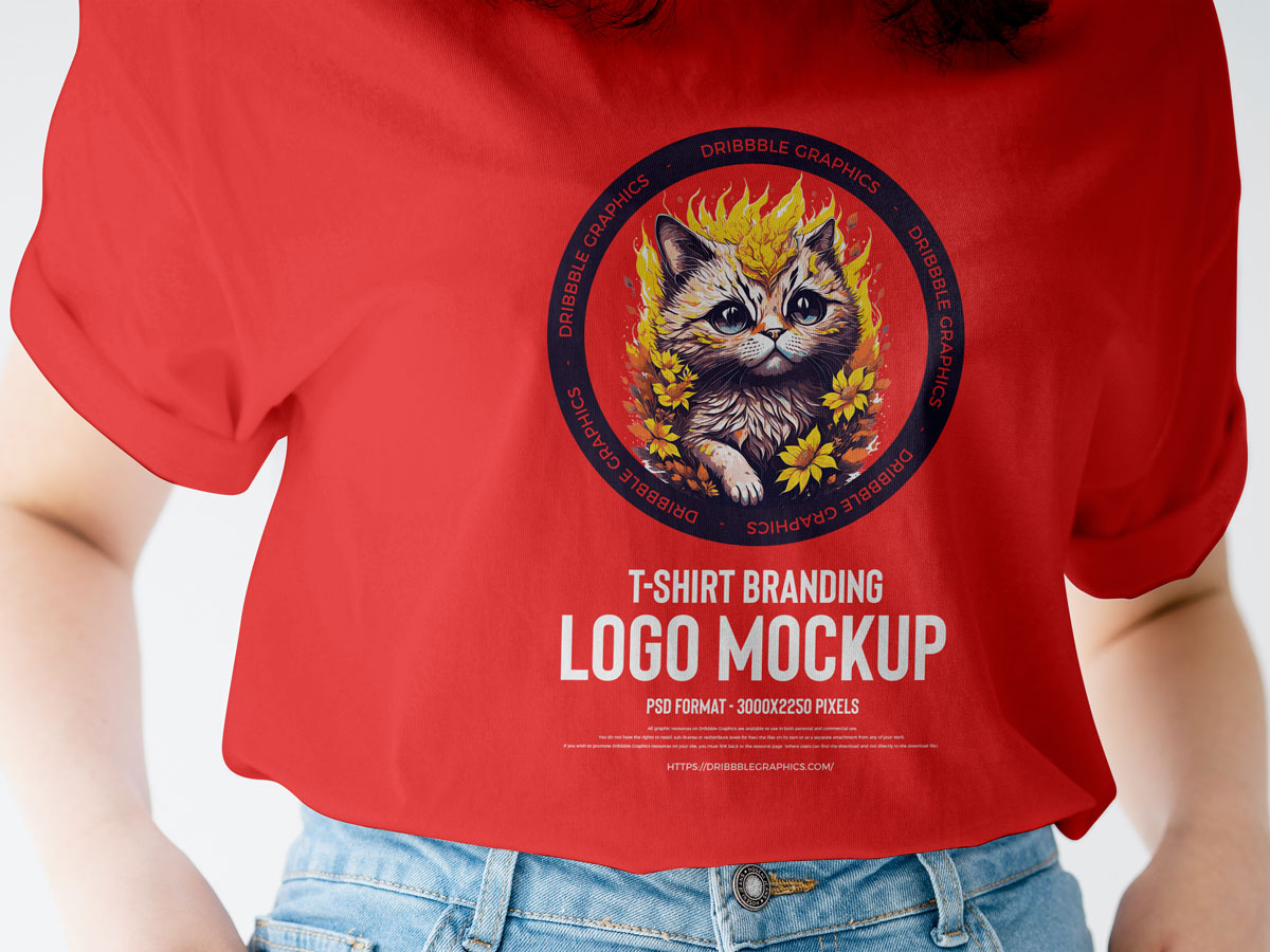 Free-PSD-Girl-Wearing-T-Shirt-Mockup-Design
