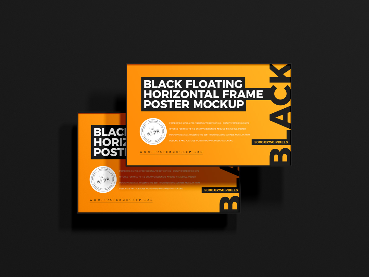 Free-Top-View-Black-Framed-Poster-Mockup-Design