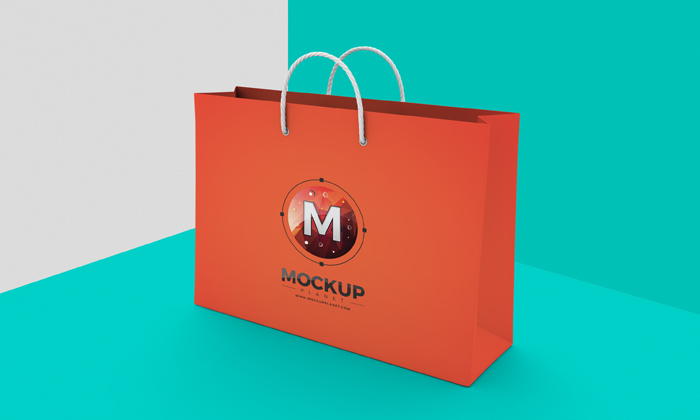 Download Shopping Bag Mockup on Texture Background - Mockup Planet