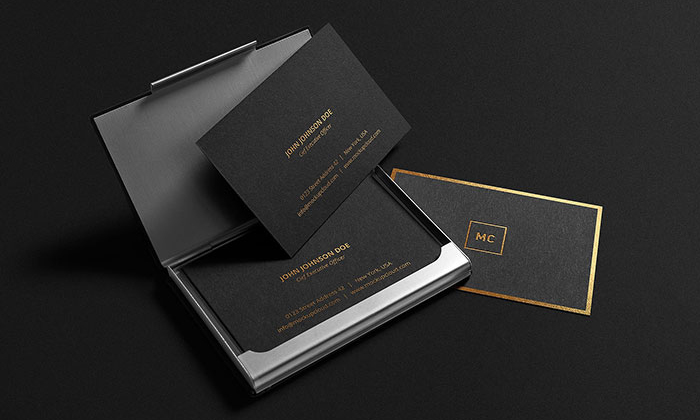 Gold Lettering Business Card Mockup - Mockup Planet