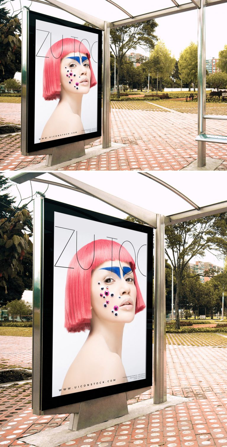 Download Free Outdoor Bus Stop Branding Poster Billboard Mockup PSD ...