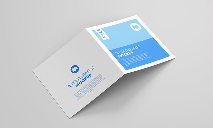 Free Square Bi-Fold Leaflet Mockup - Mockup Planet