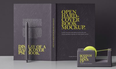 Free-Open-Hardcover-Book-With-Scotch-Tape-Mockup-PSD