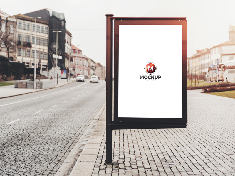 Download Free Road Side Outdoor Banner Billboard Mockup PSD For Promotion - Mockup Planet