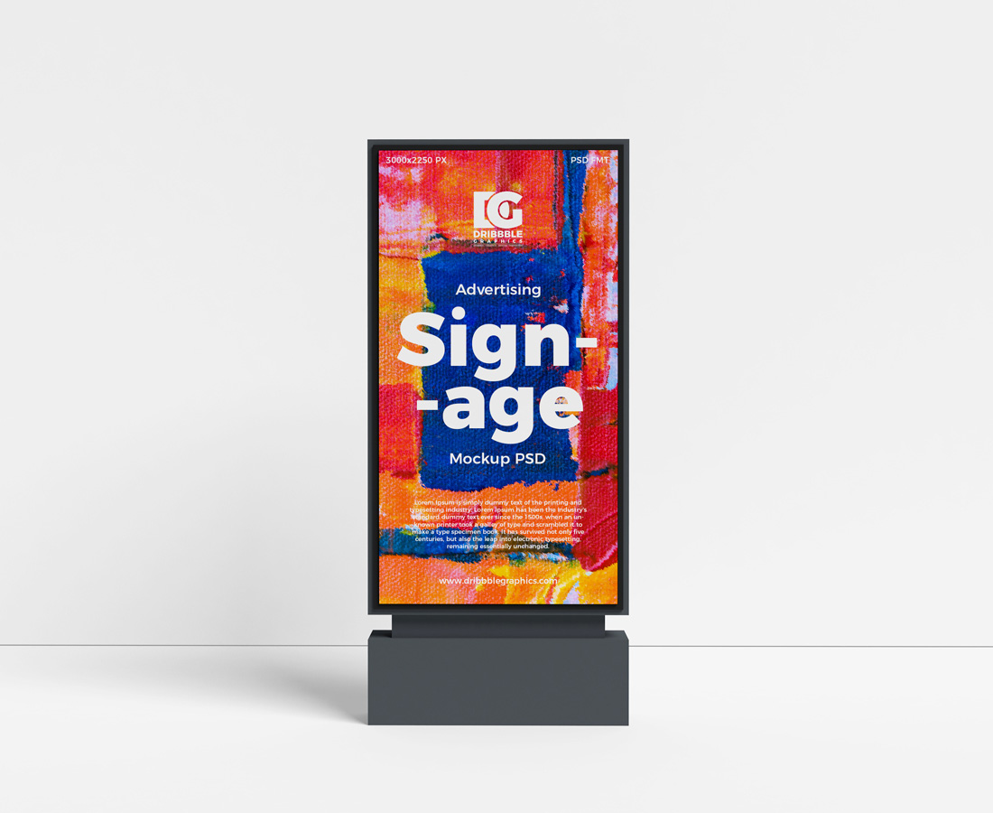 Download Free Signage Advertising Stand Mockup Design PSD 2019 ...