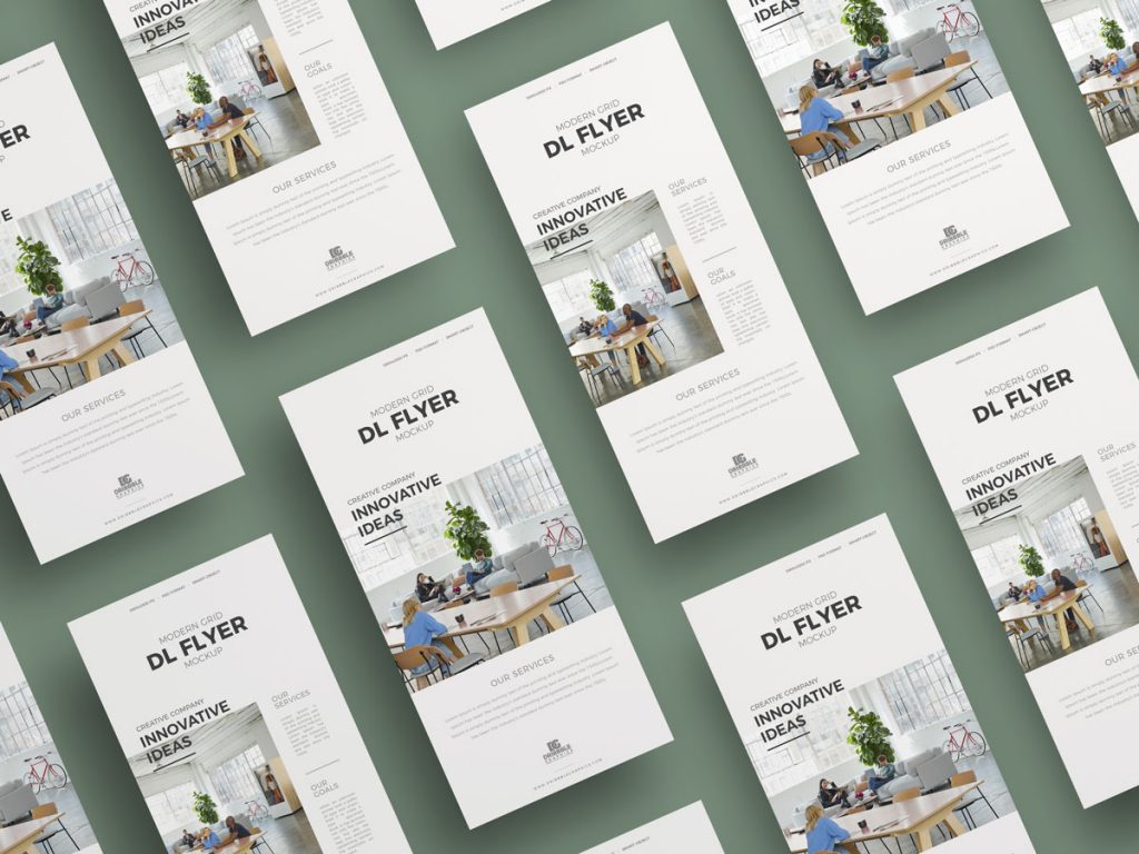Free Grid Style Modern Dl Flyer Mockup Design - Mockup Planet