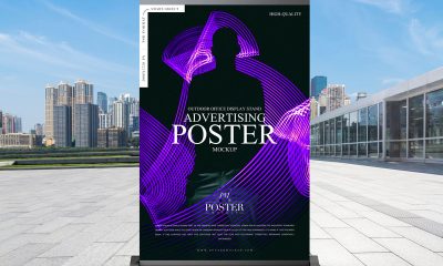 Free-Outdoor-Advertisement-Stand-Poster-Mockup-Design