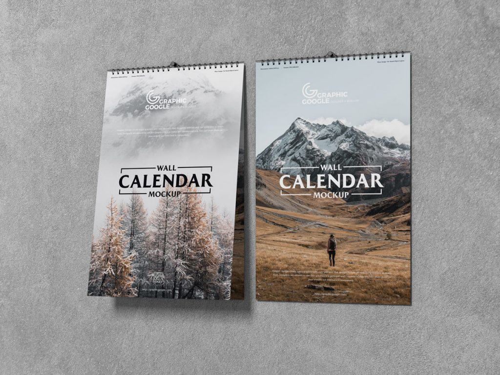 Free Year 2020 Wall Calendar Mockup Design - Mockup Planet