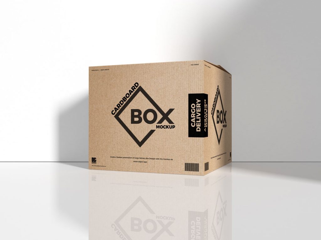 Free Cargo Delivery Packaging Box Mockup Design - Mockup Planet