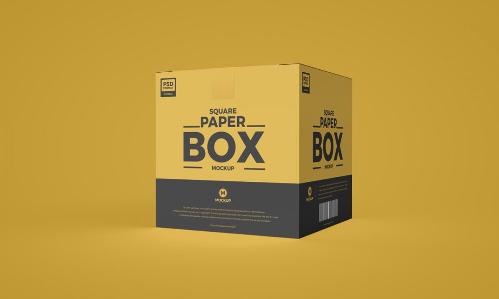 Download Free Square PSD Paper Box Mockup - Mockup Planet