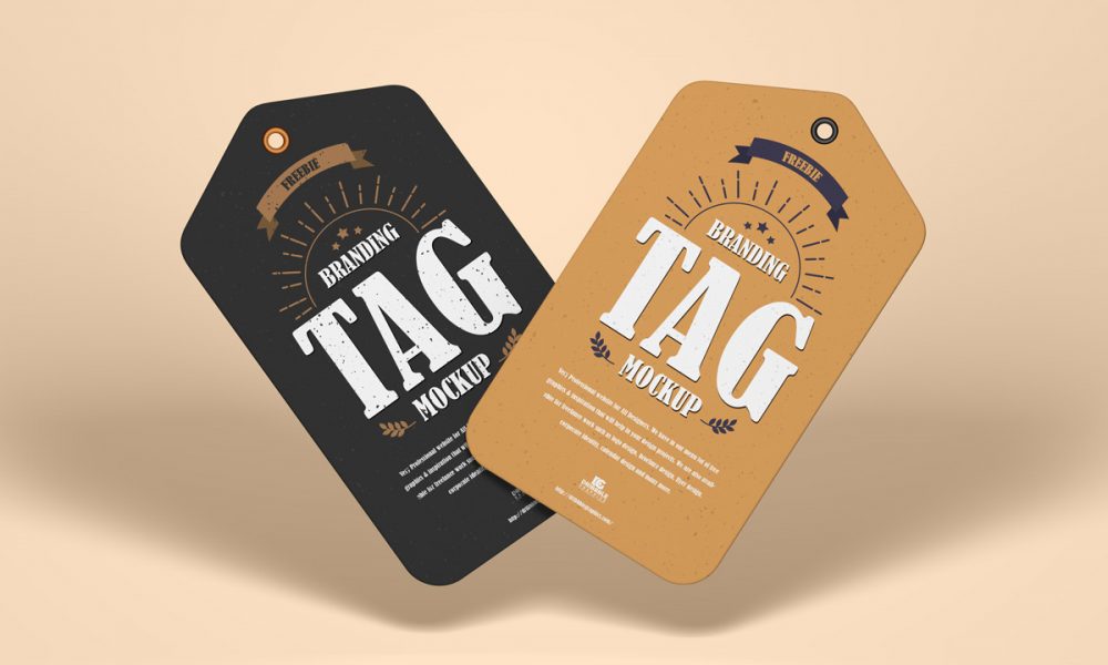 Free Floating Stylish Tags Mockup Design - Mockup Planet