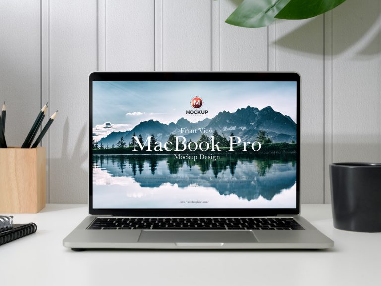 Free Front View Macbook Pro Mockup Design - Mockup Planet