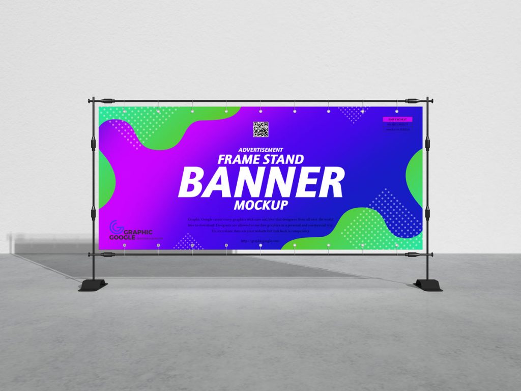 Free Modern Stand Advertisement Banner Mockup Design - Mockup Planet