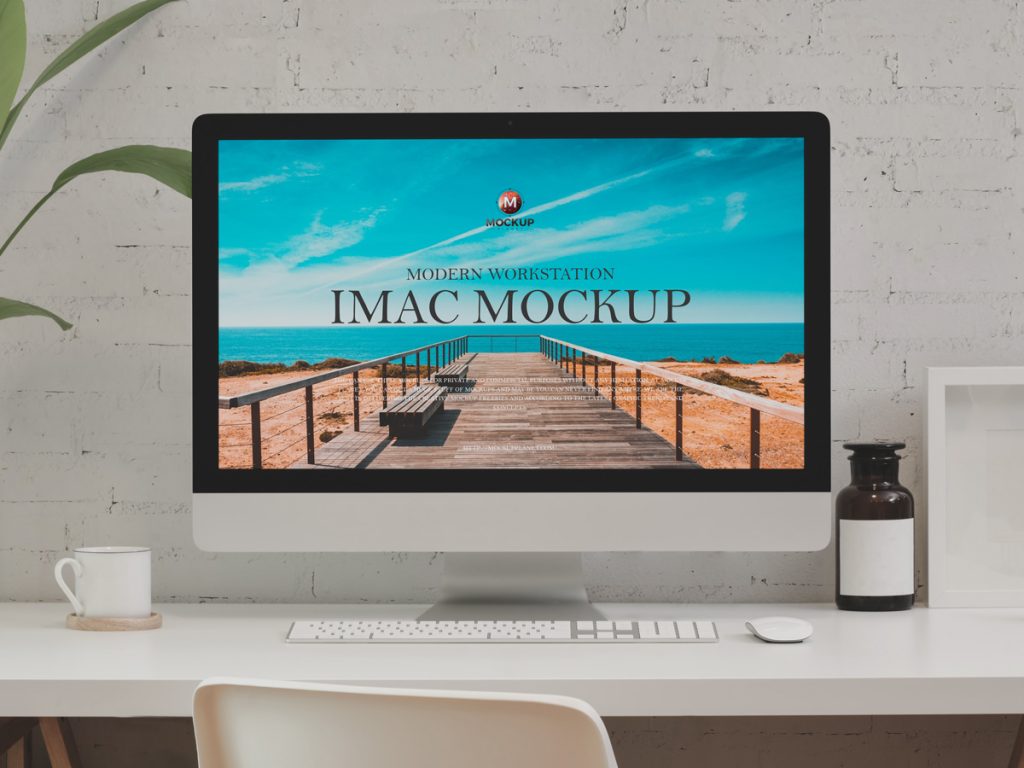 Free Modern Workstation iMac Mockup Design - Mockup Planet