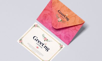 Free-Envelope-With-Invitation-Mockup-Design