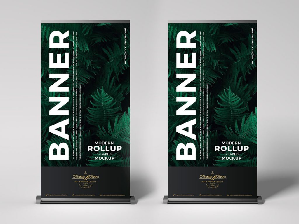 Free Premium Roll Up Stand Banner Mockup Design - Mockup Planet