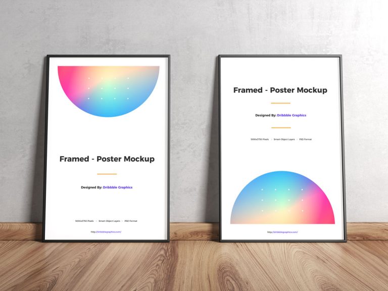 Download Free Wooden Floor Framed Poster Mockup Design - Mockup Planet