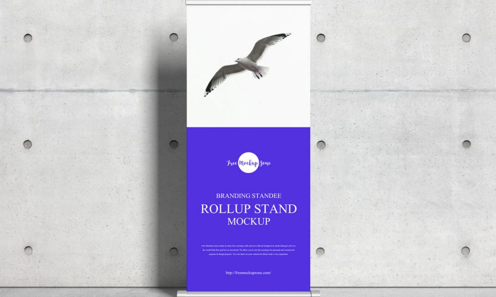 Free Advertising Roll Up Standee Mockup Design - Mockup Planet