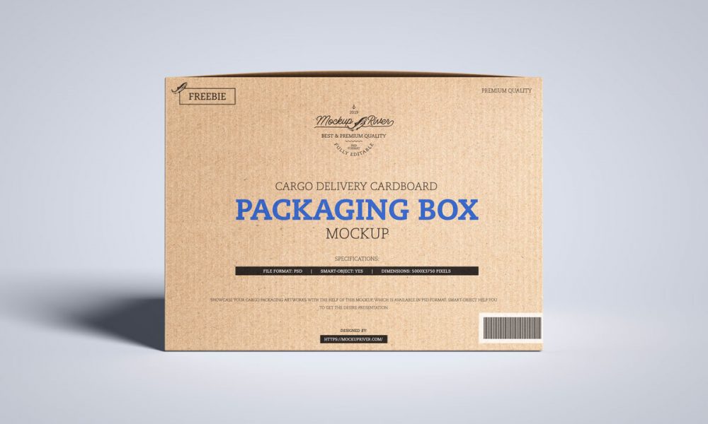 Download Free Front View Cargo Box Packaging Mockup Design Mockup Planet