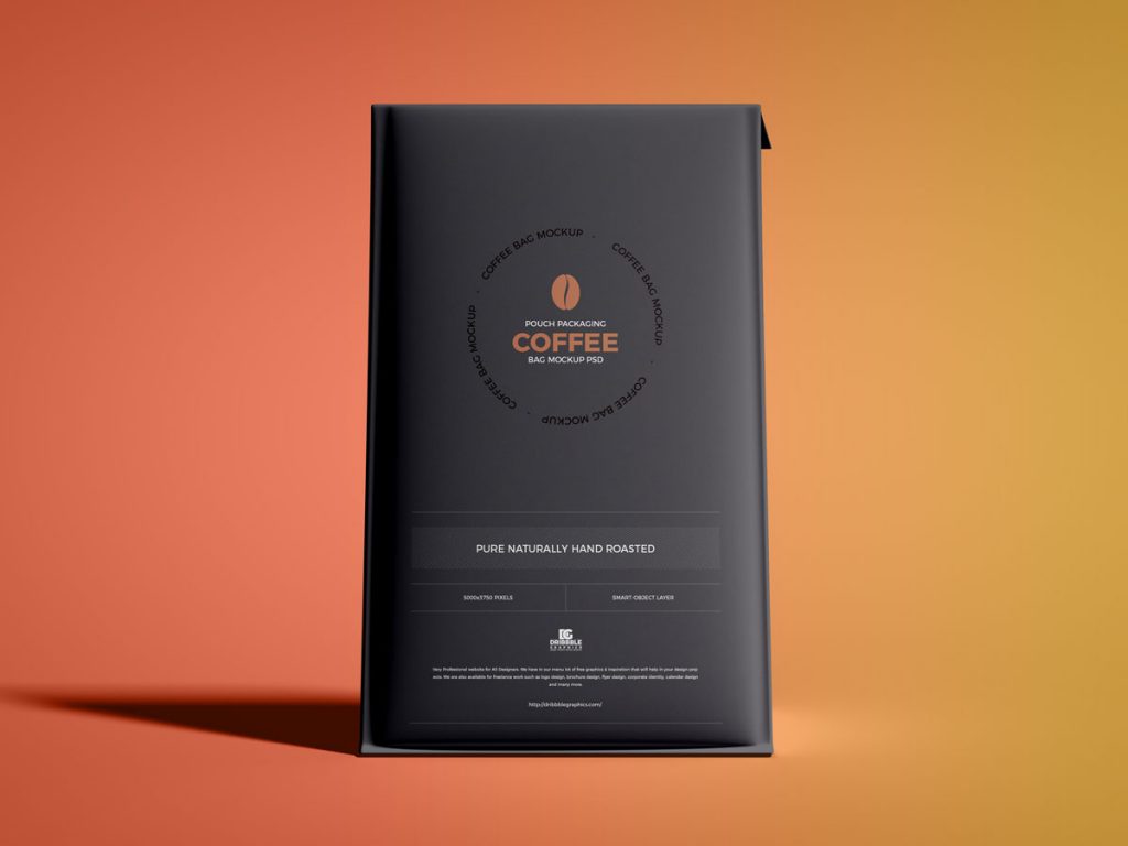 Download Free PSD Front View Coffee Bag Packaging Mockup Design ...