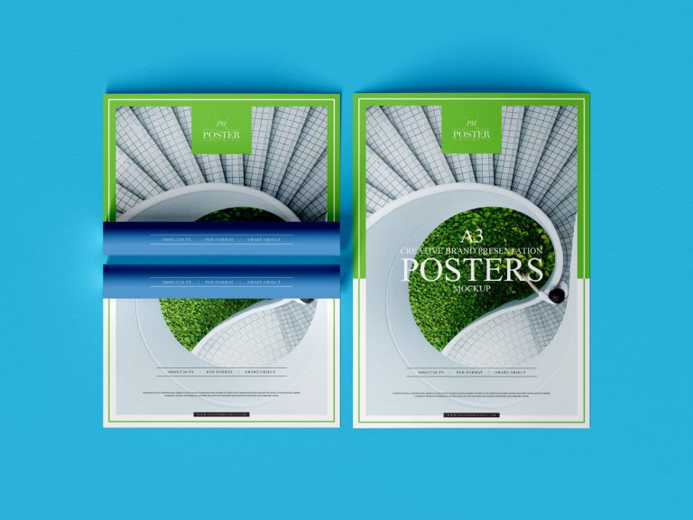 Download Free Top View A3 Branding Poster Mockup Design - Mockup Planet