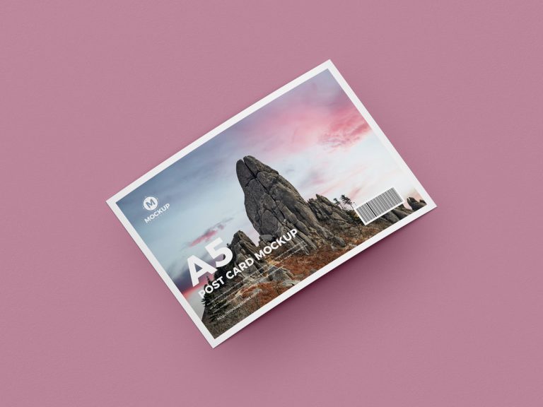 Download Free Curved A5 Post Card Mockup - Mockup Planet