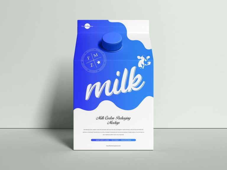 Download Free Front View PSD Milk Carton Packaging Mockup Design - Mockup Planet