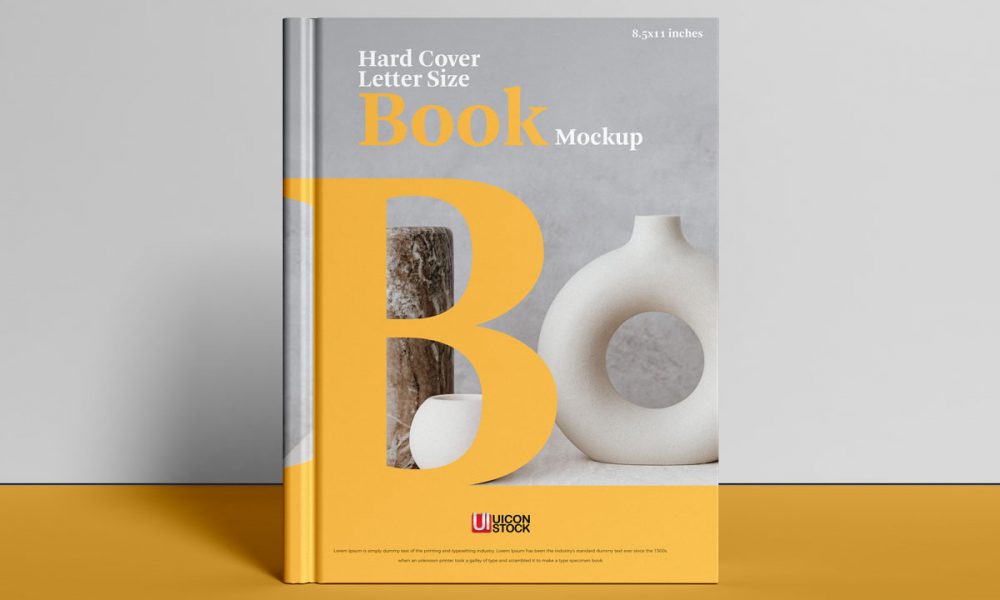 Free Front View Cover Branding Book Mockup Design - Mockup Planet