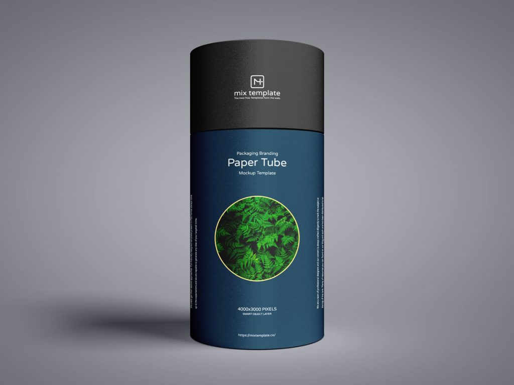 Download Free Front View Brand Paper Tube Packaging Mockup Design - Mockup Planet