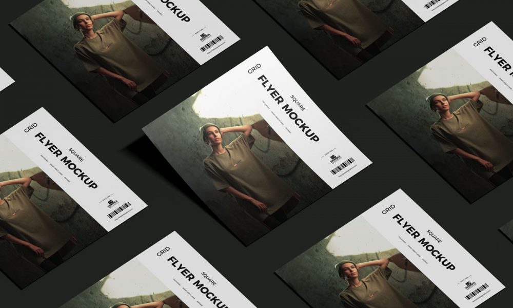 Free Grid Branding Square Flyer Mockup Design - Mockup Planet