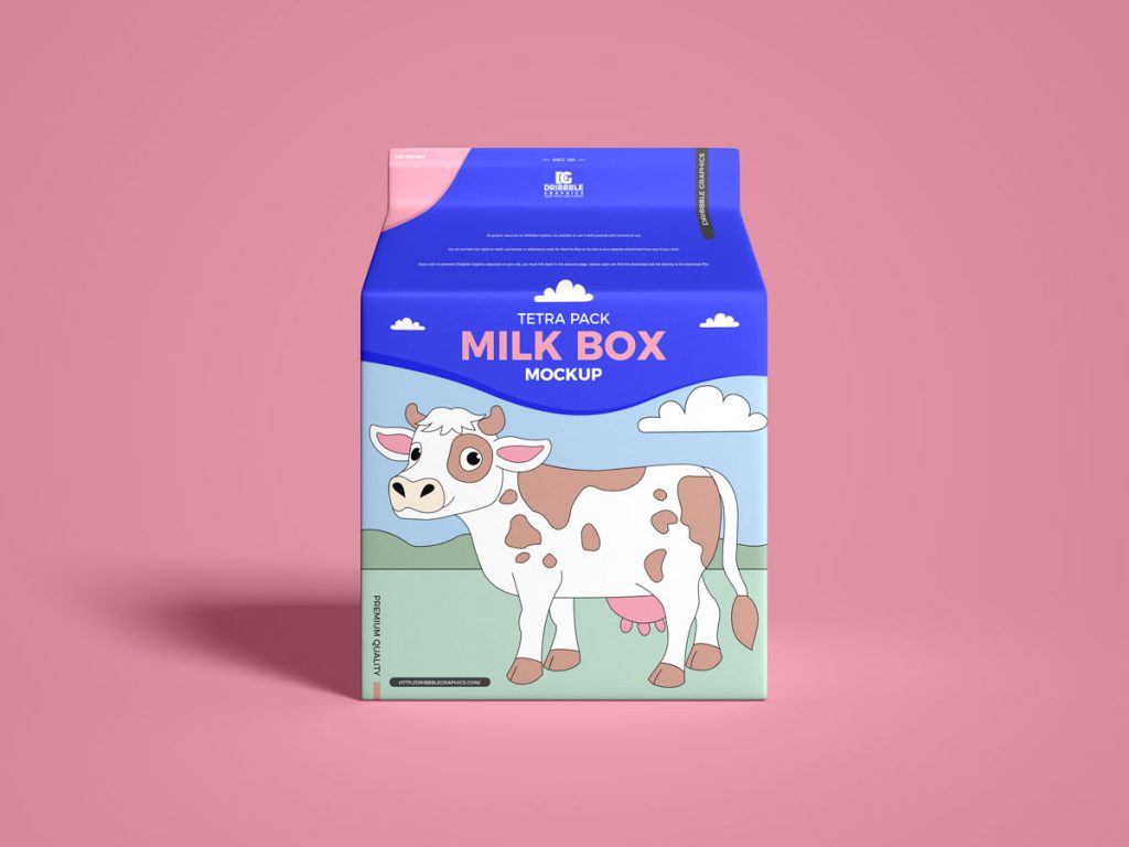 Free Milk Carton Box Packaging Mockup Design - Mockup Planet